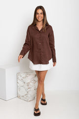 Archie Relaxed-Fit Linen Shirt - Chocolate - The Self Styler