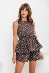 Sara Polka Dot Top - Chocolate and White - The Self Styler