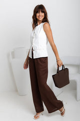 Atlas Denim Vest Top - Ivory White - The Self Styler