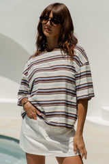 Ryan Relaxed-Fit Stripe Tee - Choc and Blue - The Self Styler