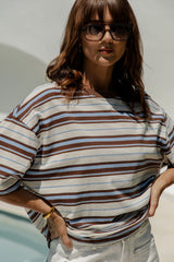 Ryan Relaxed-Fit Stripe Tee - Choc and Blue - The Self Styler