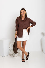 Archie Relaxed-Fit Linen Shirt - Chocolate - The Self Styler