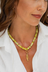 Cleo Fish Charm and Natural Stone Necklace - Gold - Suni and Sol - The Self Styler