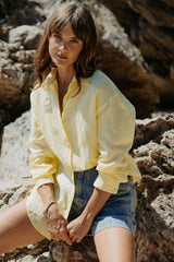 Lottie Relaxed-Fit Linen Shirt - Lemon - The Self Styler