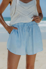 Charlie Linen Shorts - Blue - The Self Styler