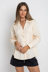 Milea Fitted Tie Shirt - Butter Yellow - The Self Styler