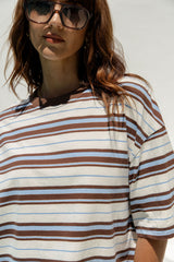 Ryan Relaxed-Fit Stripe Tee - Choc and Blue - The Self Styler