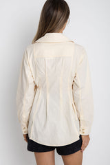 Milea Fitted Tie Shirt - Butter Yellow - The Self Styler