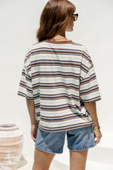 Ryan Relaxed-Fit Stripe Tee - Choc and Blue - The Self Styler
