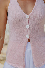 Tasmin V-Neck Knit Top - Pink - The Self Styler
