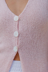 Tasmin V-Neck Knit Top - Pink - The Self Styler