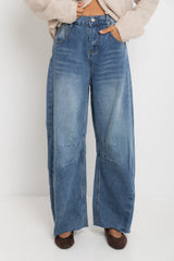 Cody Barrel Denim Jeans - Mid Blue Wash - The Self Styler