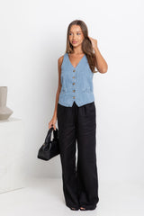 Ari Vest Top - Denim - The Self Styler