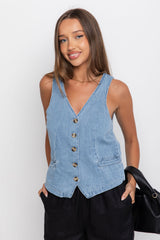 Ari Vest Top - Denim - The Self Styler