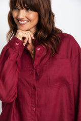 Archie Relaxed-Fit Linen Shirt - Burgundy - The Self Styler