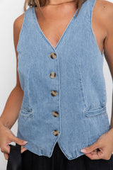 Ari Vest Top - Denim - The Self Styler