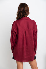 Archie Relaxed-Fit Linen Shirt - Burgundy - The Self Styler