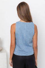 Ari Vest Top - Denim - The Self Styler