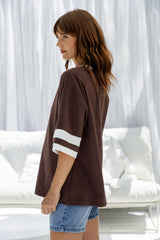 Blake Relaxed-Fit Stripe Tee - Chocolate and White - The Self Styler