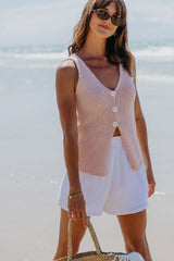 Tasmin V-Neck Knit Top - Pink - The Self Styler