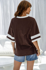 Blake Relaxed-Fit Stripe Tee - Chocolate and White - The Self Styler