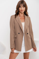 Eli Boyfriend Blazer Jacket - Mocha - The Self Styler