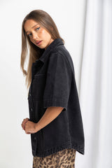 Marley Oversized Denim Shirt - Black - The Self Styler - The Self Styler