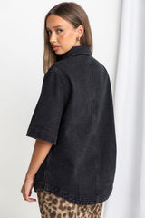 Marley Oversized Denim Shirt - Black - The Self Styler - The Self Styler