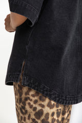 Marley Oversized Denim Shirt - Black - The Self Styler - The Self Styler