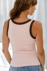Hudson Contrast Tank - Pink and Brown - The Self Styler