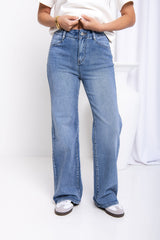 Stella Wide-Leg Denim Jeans - Light Wash - The Self Styler
