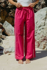 Luna Wide-Leg Stripe Pants - Raspberry Pink - The Self Styler