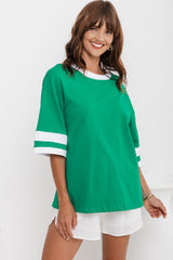 Blake Relaxed-Fit Stripe Tee - Green and White - The Self Styler