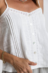 Hattie Lace Cami Top - White - The Self Styler