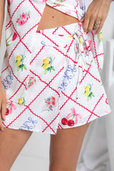 Lennon Wrap Skort - Tile Print - The Self Styler