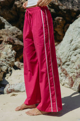 Luna Wide-Leg Stripe Pants - Raspberry Pink - The Self Styler