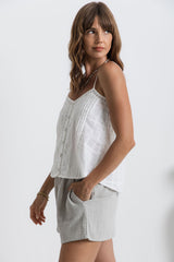Hattie Lace Cami Top - White - The Self Styler