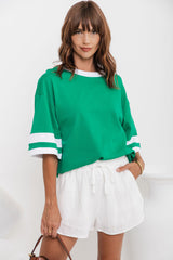 Blake Relaxed-Fit Stripe Tee - Green and White - The Self Styler