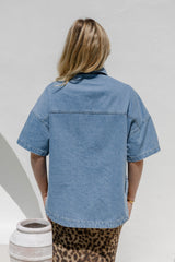 Juno Oversized Denim Shirt - Mid Wash - The Self Styler