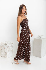 Belle Polka Dot Maxi Dress - Chocolate and White - The Self Styler