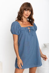 Sage Mini Dress - Blue Gingham - The Self Styler