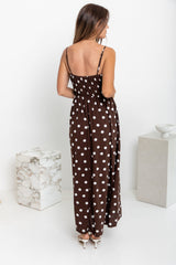 Belle Polka Dot Midi Dress - Chocolate and White - The Self Styler