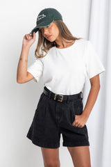 Reuben High-Rise Denim Shorts - Black - The Self Styler - The Self Styler