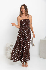 Belle Polka Dot Midi Dress - Chocolate and White - The Self Styler