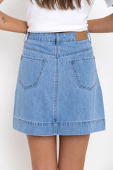 Heidi Denim Mini Skirt - Light Wash - The Self Styler - The Self Styler