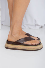 Theo Platform Thongs - Chocolate Brown - The Self Styler