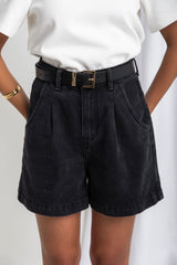 Reuben High-Rise Denim Shorts - Black - The Self Styler - The Self Styler