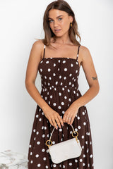 Belle Polka Dot Maxi Dress - Chocolate and White - The Self Styler