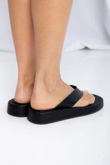 Bouncer II Platform Thongs - Black Smooth - The Self Styler