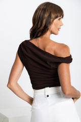 Sasha Off The Shoulder Top - Chocolate - The Self Styler